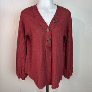 Urban Outfitters Out from Under Top Small Red Waffle Knit Relaxed Fit Shirt